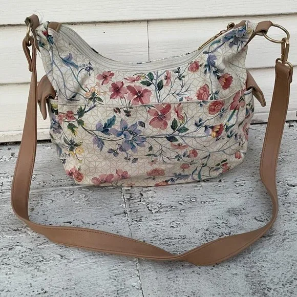 Women Shoulder Bag Multi Color Floral Print Faux Leather Bag - Picture 4 of 10